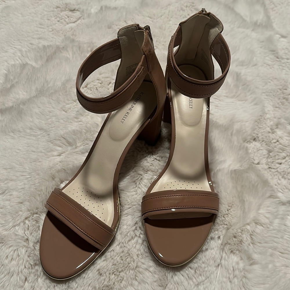 Nude Block heel sandals, size 9.5
